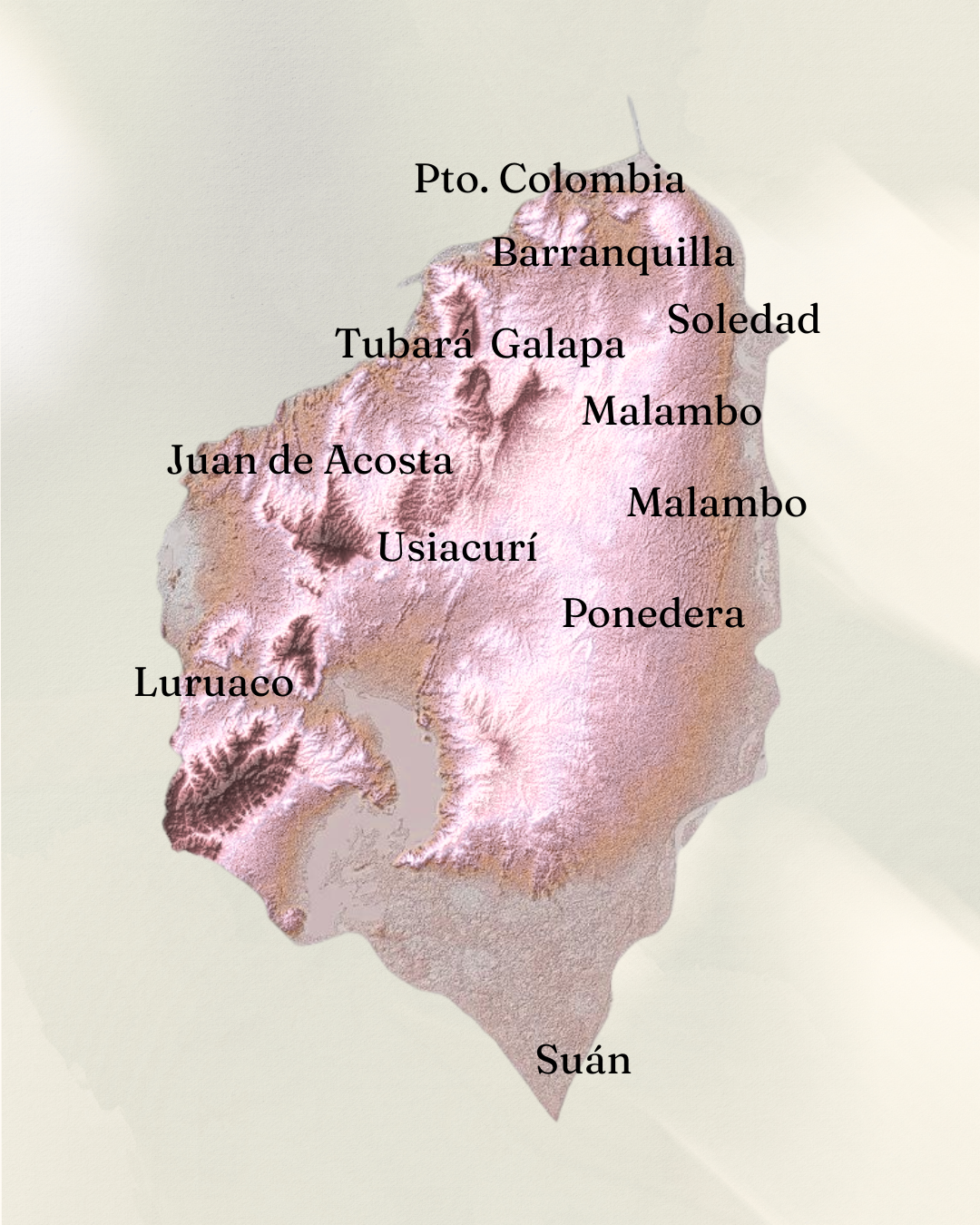 Mapa del Atlántico con los municipios donde trabajan nuestros talleres